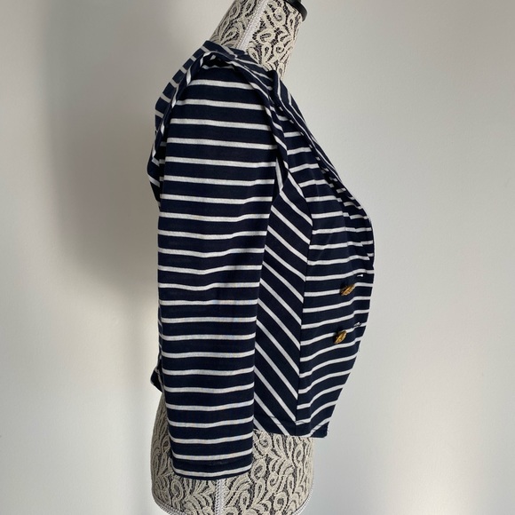 Blue and White stripes sailor stlyed women's blazer with gold buttons - Picture 4 of 4